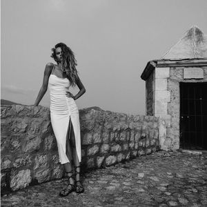 ZARA DRAPED MIDI DRESS SIZE LG Bridal Stunning